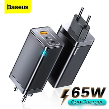 Baseus 65W GaN USB Type C Charger Upgraded Phone Adapter Charger For iPhone 12 11 With 100W Cable QC3.0 Fast Charging For Xiaomi