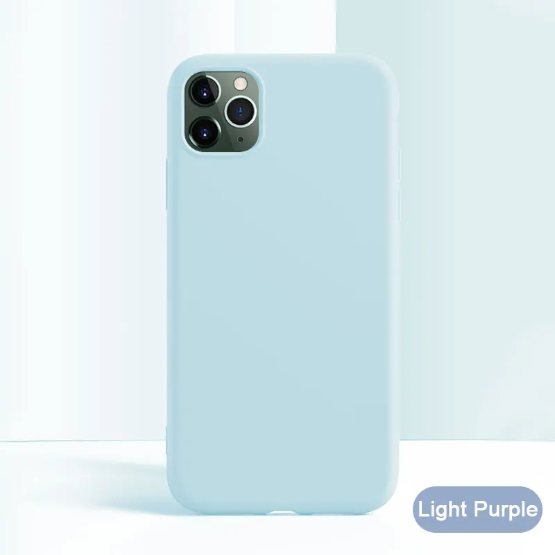 Light Purple Роскошный силиконовый однотонный Мягкий чехол из ТПУ для iPhone 11 Pro Max X Xr Xs Max защитный чехол - Цвет: Light Purple