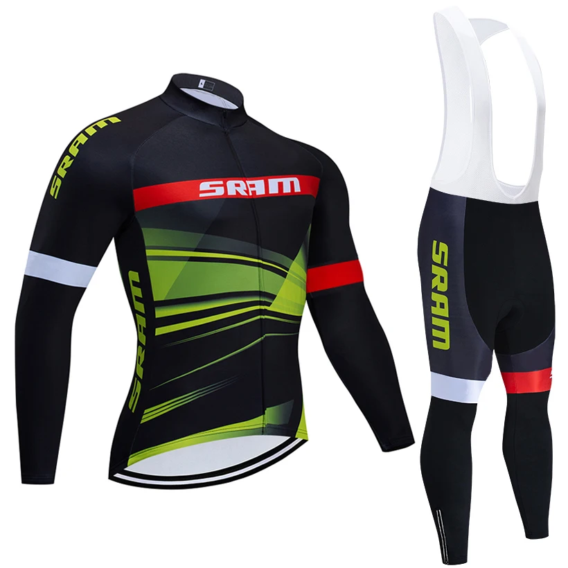 

Winter 2020 SRAM TEAM Long sleeves Cycling JERSEY Bike Pants set mens Ropa Ciclismo Thermal Fleece bicycling Maillot Culotte