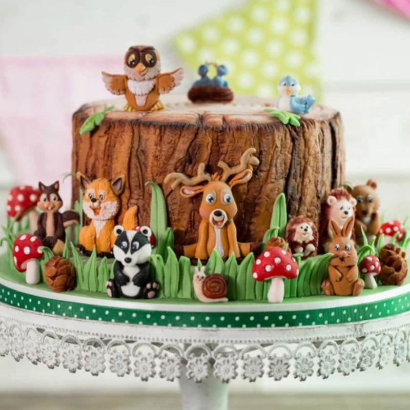 Лесные животные формы помадка торт украшения инструменты, силиконовые формы сахарные ремесла набор для выпечки с шоколадом инструменты для тортов Gumpaste Fimo
