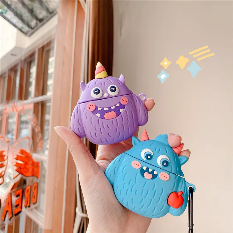 

For Airpods 1/2 Case,Cartoon Cute Blue/Purple Monster Case For Airpods Case Soft Silicone Earphone Cover For Airpods Pro Case