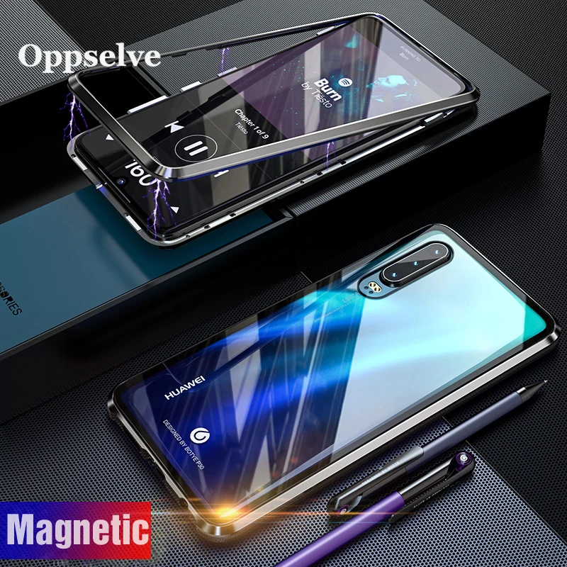 

Oppselve Magnetic Adsorption Capa Phone Case For Huawei Mate 20 Pro Lite P20 Pro Lite Coque Luxury Magnet Glass Cover Fundas