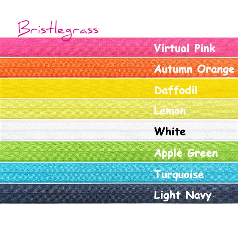 

BRISTLEGRASS 8 Yard Combo 3/4" 20mm Shiny Fold Over Elastic FOE Spandex Satin Band Hair Tie Headband Tutu Dress DIY Sewing Trim