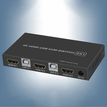

4K* 2K 2X1 HDMI KVM Switch USB Switch Box 10.2Gbps Transmission USB2.0 Interface PC Laptop Mouse Keyboard Sharing
