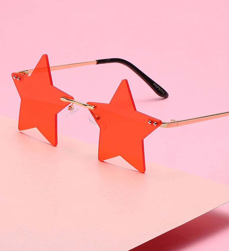 SO&EI Vintage Unique Star Shape Mirror Rimless Sunglasses Women Fashion Clear Ocean Lens Eyewear Men Trending Sun Glasses Shades raybans women