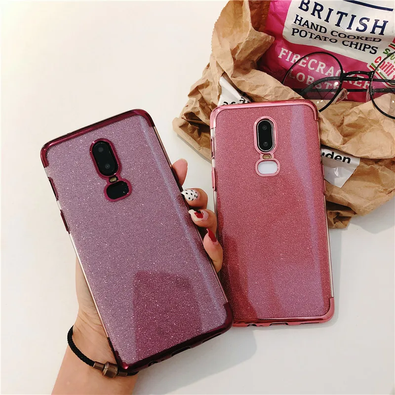 Ultra Slim Shining Glitter 2 in 1 Plating Phone Cases For OnePlus 6 6T 7 Pro Cover Silicone TPU Rubber Soft Back Bling Caso Case |