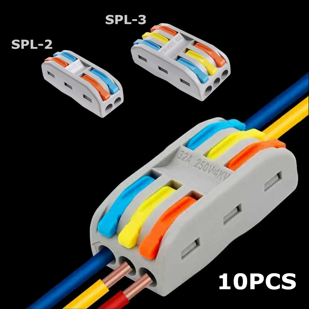 10 шт. Spl-2 Spl-3 Spl-4 линия электрические разъемы блок проводов Зажим клеммный кабель