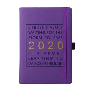 

Monthly Planner A5 With Pen Holder Gift Jan-Dec Leather English Language Calendar Thicken Notebook Daily Schedule Agenda Journal