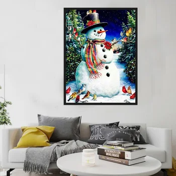

5D DIY Diamond Painting Home Decor Picture of Rhinestones Full Round Diamond Embroidery Christmas Tree Bird Snowman
