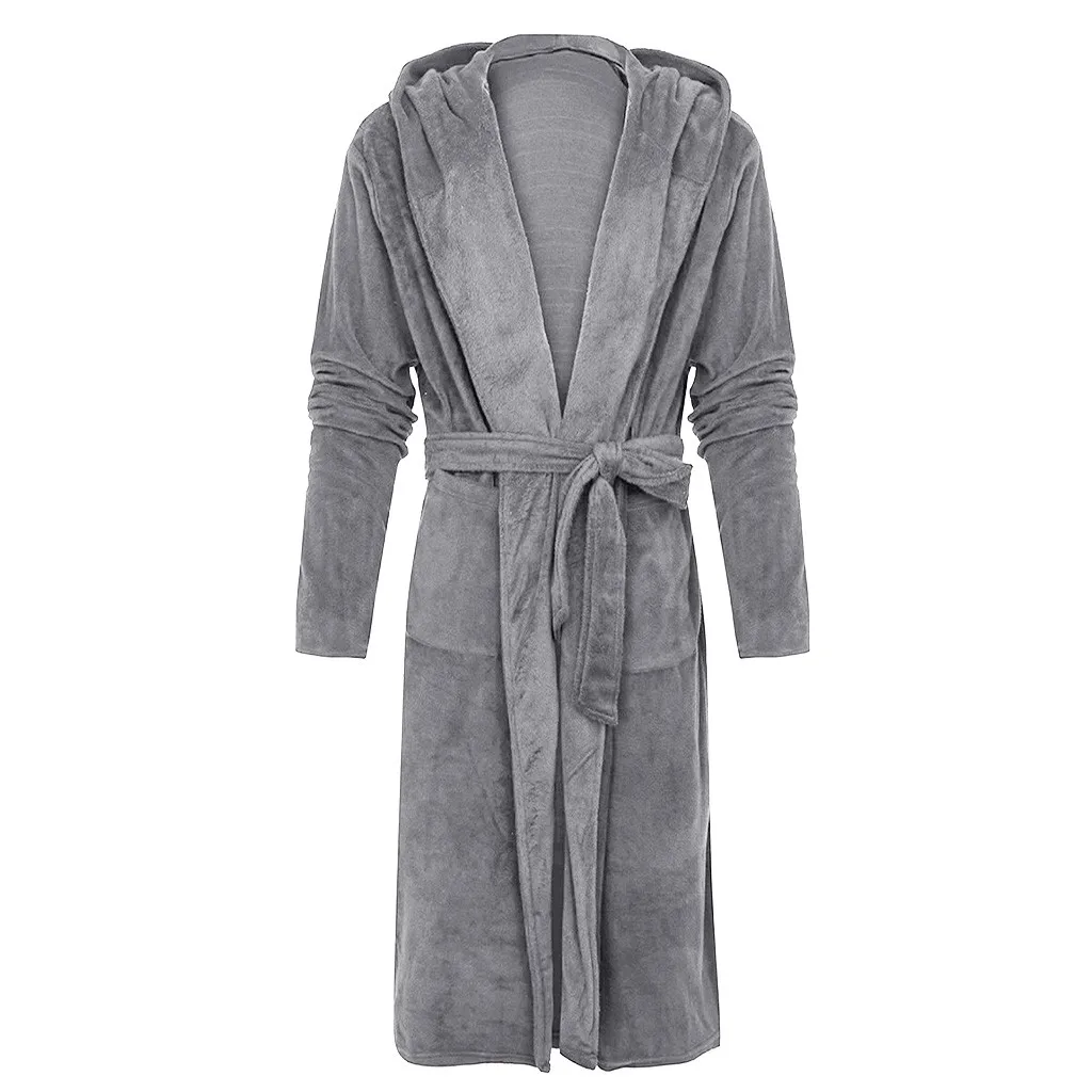 Мужская зимняя плюшевая удлиненная шаль, халат, домашняя одежда, халат с длинными рукавами, теплое пальто, домашняя одежда для купания, Мужская одежда для сна