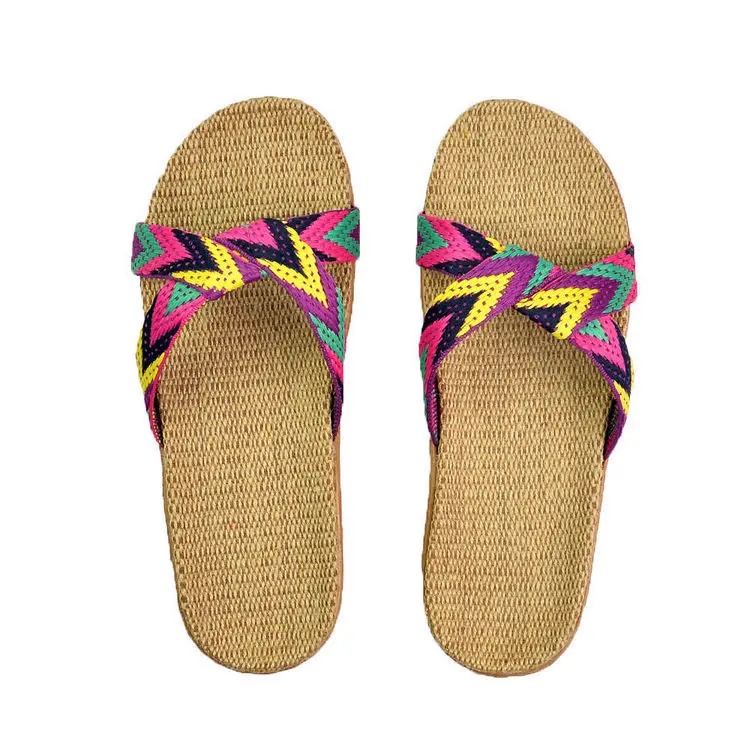 

Summer Flax Slippers Flip Flops Women Men Linen Indoor Floor Home Shoes Casual Flat Open Toe Sandals Pantoufles Femmes