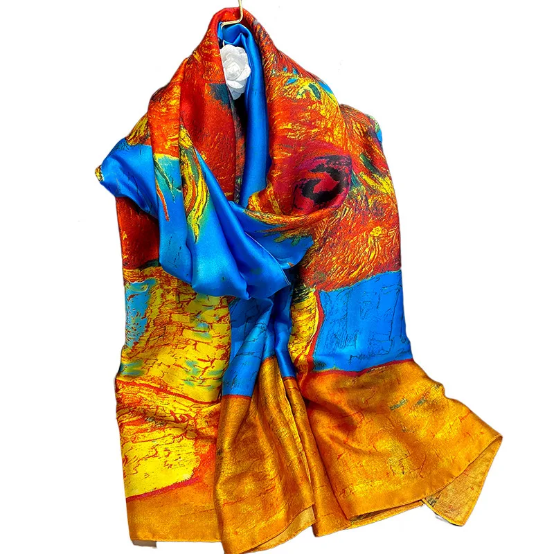 Van Gogh pittura a olio sciarpa di seta donna marchio di lusso