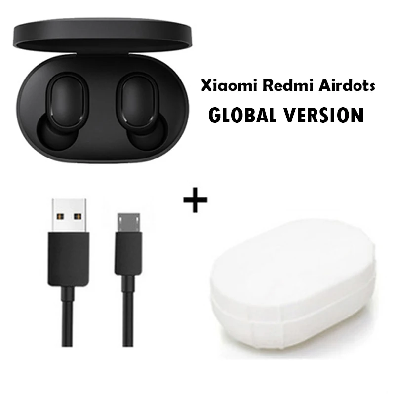 GB white case cable Xiaomi Redmi Airdots TWS Bluetooth 5,0 наушники беспроводные наушники-вкладыши стерео бас управление AI автоматическое подключение громкой связи Зарядка Наушники - Цвет: GB white case cable