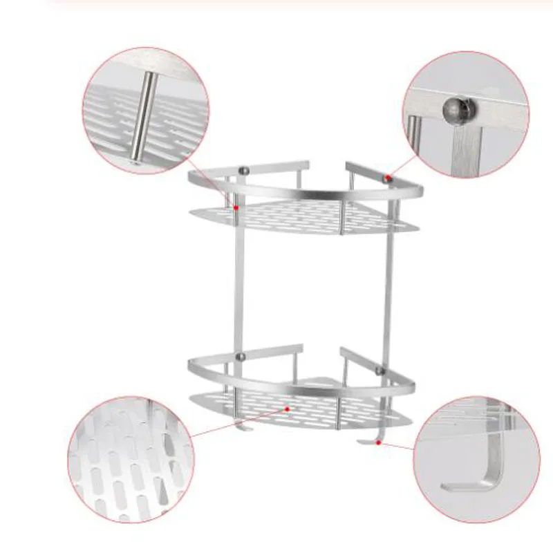 Bathroom Shelf 2/3 Layer Aluminum Bath Rack Bathroom Accessories Storage Organizer For Shampoo Soap Cosmetic Basket Holder