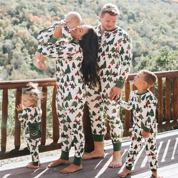 

Family Matching Pajamas Outfits Set Christmas Print Mom And Daughter Sleepwear Nightwear Father Mother Daughter Son Jumpsuit