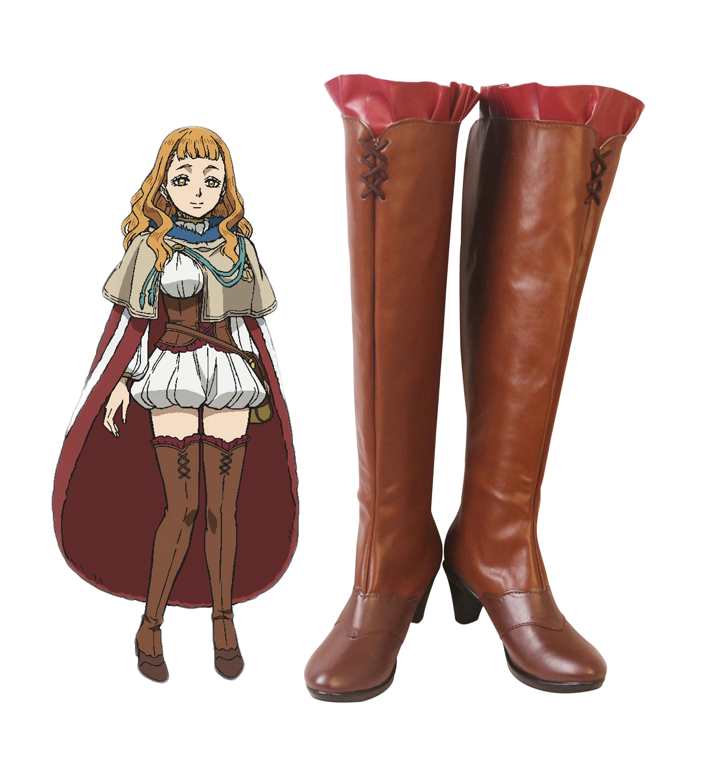 Black Clover Mimosa Vermillion Cosplay Boots Brown Shoes Mimosa High 