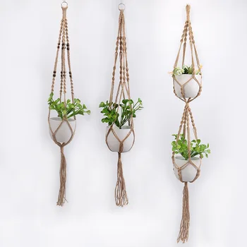 

1pc handmade macrame plant hanger flower Basket Rope Net Pot Plant Holder Hanging Garden country yard for wall Home Garden Decor