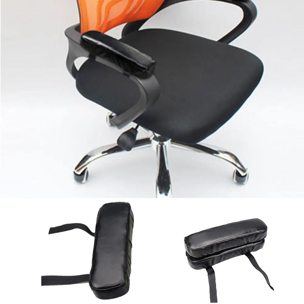 1/2pcs Black Chair Armrest Pads Soft PU Leather Chair Elbow Pillows