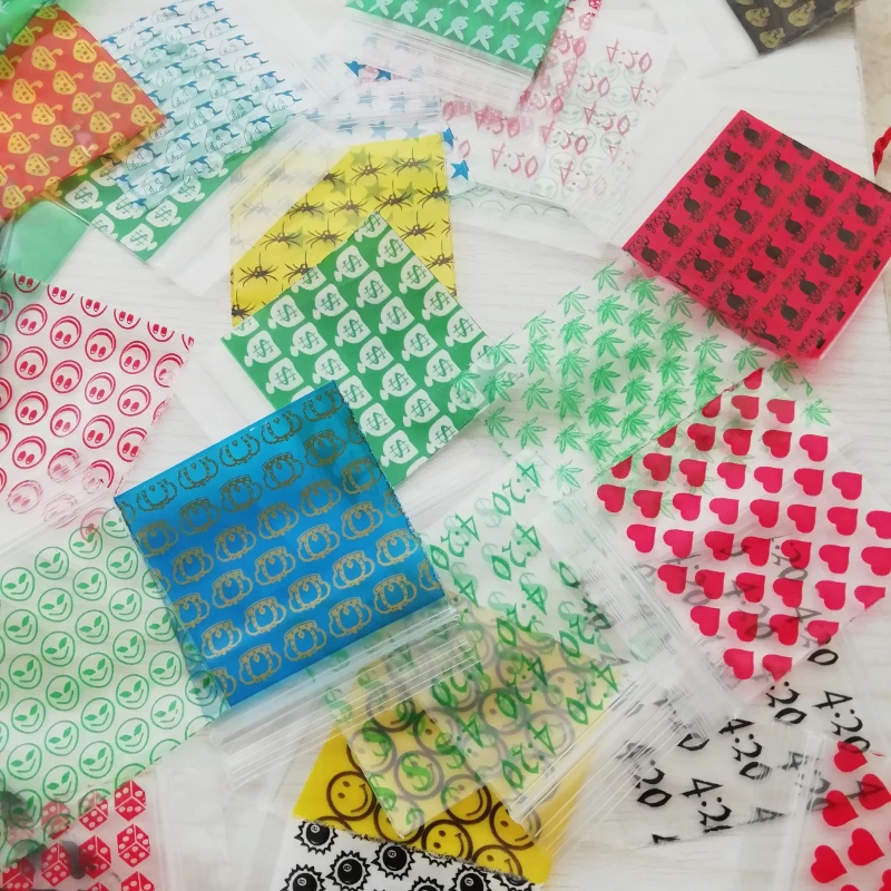 

500pcs -2000pcs Mini Zip Lock Bags Tobacco Smoking Baggies Zipped Lock Reclosable Design Plastic Bags Print Ziplock Bag D0124
