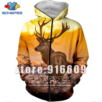 

Forest Deer Zipper Hoodies Fashion Men Women Antelope Sweatshirt 3D Print Animal Elk Long Sleeve Rock Jacket Hoodie O Neck Coat