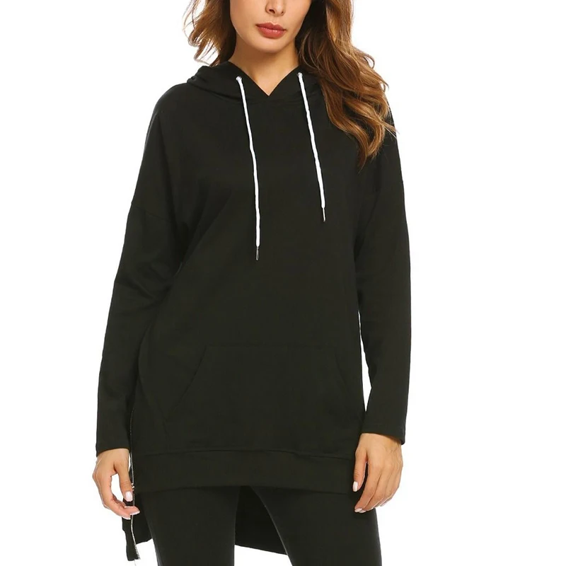 

FMFSSOM Autumn Women Pockets Pullover Casual Hooded Tracksuit Hoodies Sweatshirt Female Slim Hoody 2019 New Ladies Tops