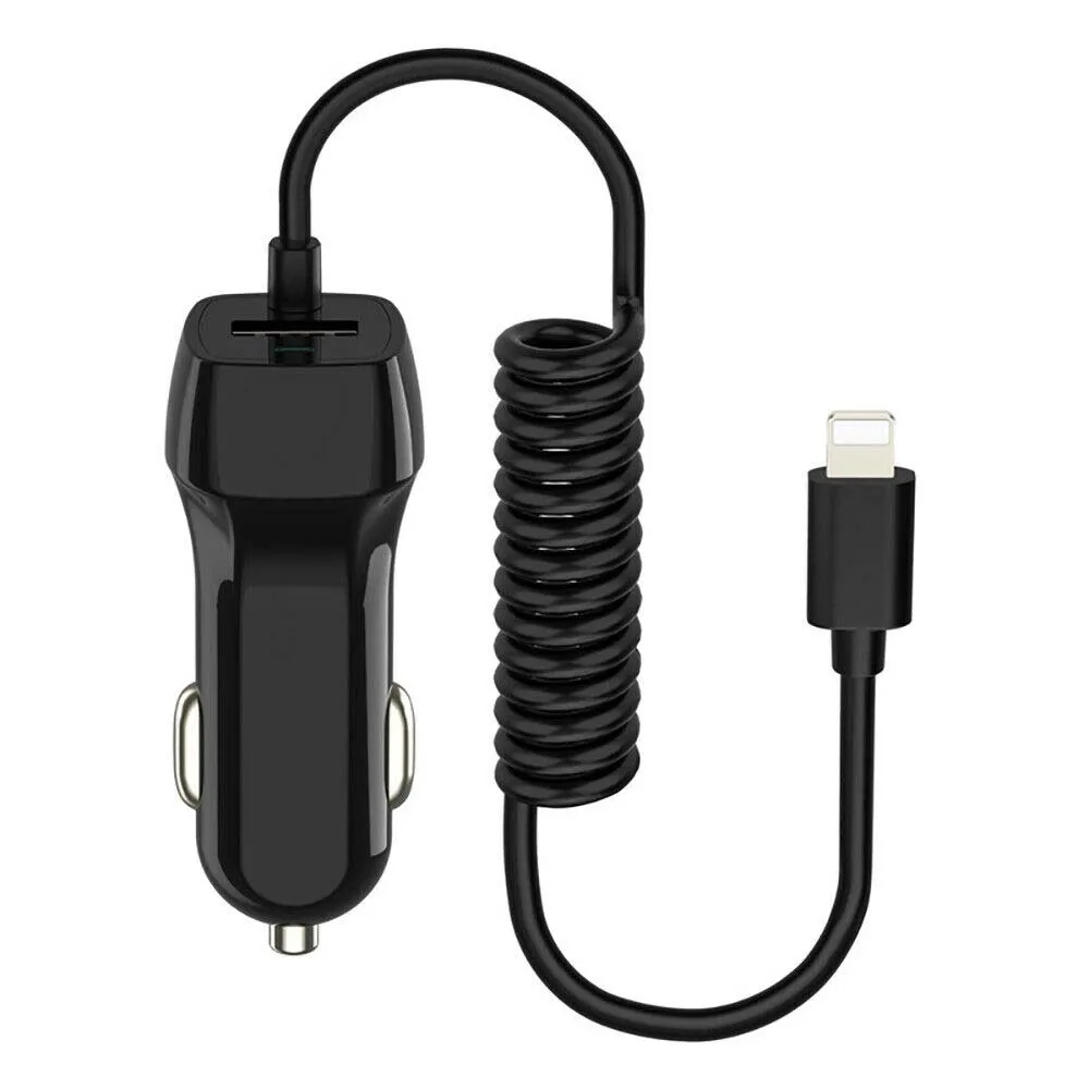 

IN CAR CHARGER FOR APPLE iPHONE 5 5S 5C 6 7 7 PLUS X 8 10 MOBILE PHONE Black