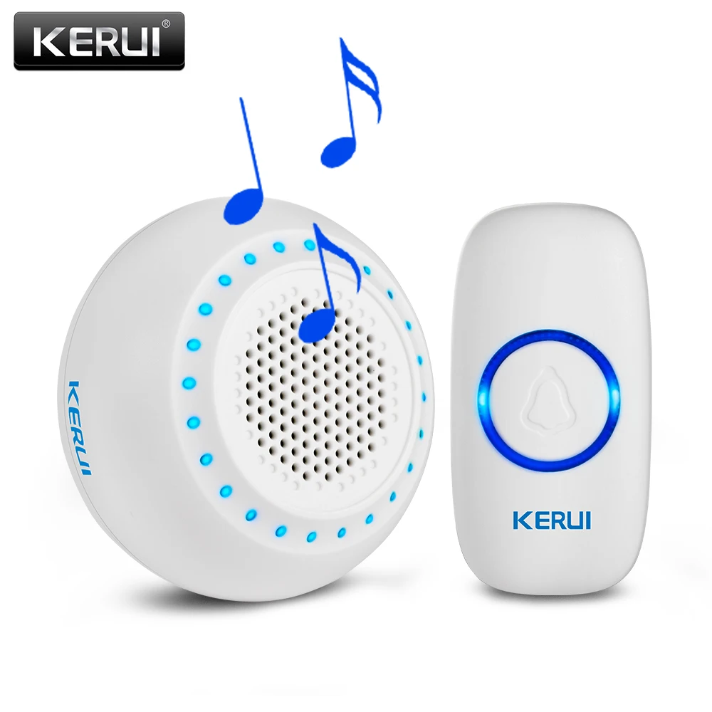 KERUI M523 Wireless Smart Doorbell Kit Home Security Waterproof Door Button Colorful LED Housed Chimes Doorbell 433MHZ Button aiphone video intercom Door Intercom Systems