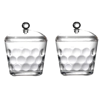 

2-Pack Clear Acrylic Cotton Ball and Swab Holder with Lid, Dispenser Storage Jars for Bedroom, Cosmetics, Bathroom