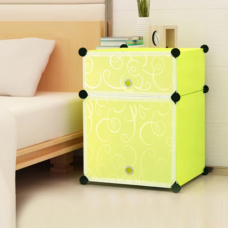 

Simplicity Bedside Table Minimalist Modern Bedroom Mini Pp Plastic Storage Cabinet Angle Combination Assembly Storage Cabinet