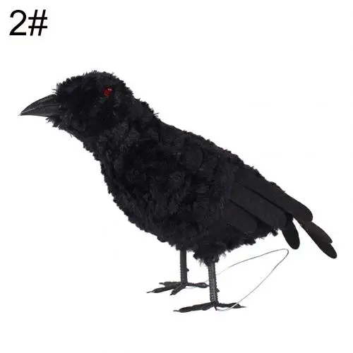 Raven Хэллоуин декоративные статуэтки яркий призрак Сова Кот Ворон паук летучая мышь Модель игрушки для детей миниатюрные Хэллоуин декоративные фигурки игрушки - Цвет: Raven