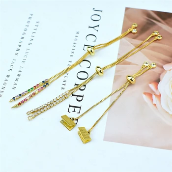 

High Quality Copper Rainbow Cubic Zircon Simple Adjustable Bracelet, Used for Jewelry Making Diy Bracelet Chain Accessories