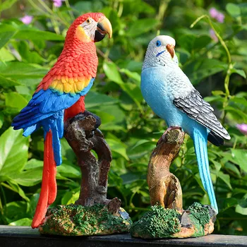 

Resin Parrot Statues Home Decor Animal Sculpture Desk Accessories