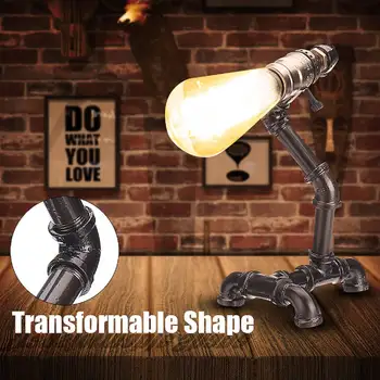 

110-240V Vintage Industrial Pipe Desk Lamps LED Table Lamps for Bedroom Night Book Reading Study Novelty Light Home Decor Gift