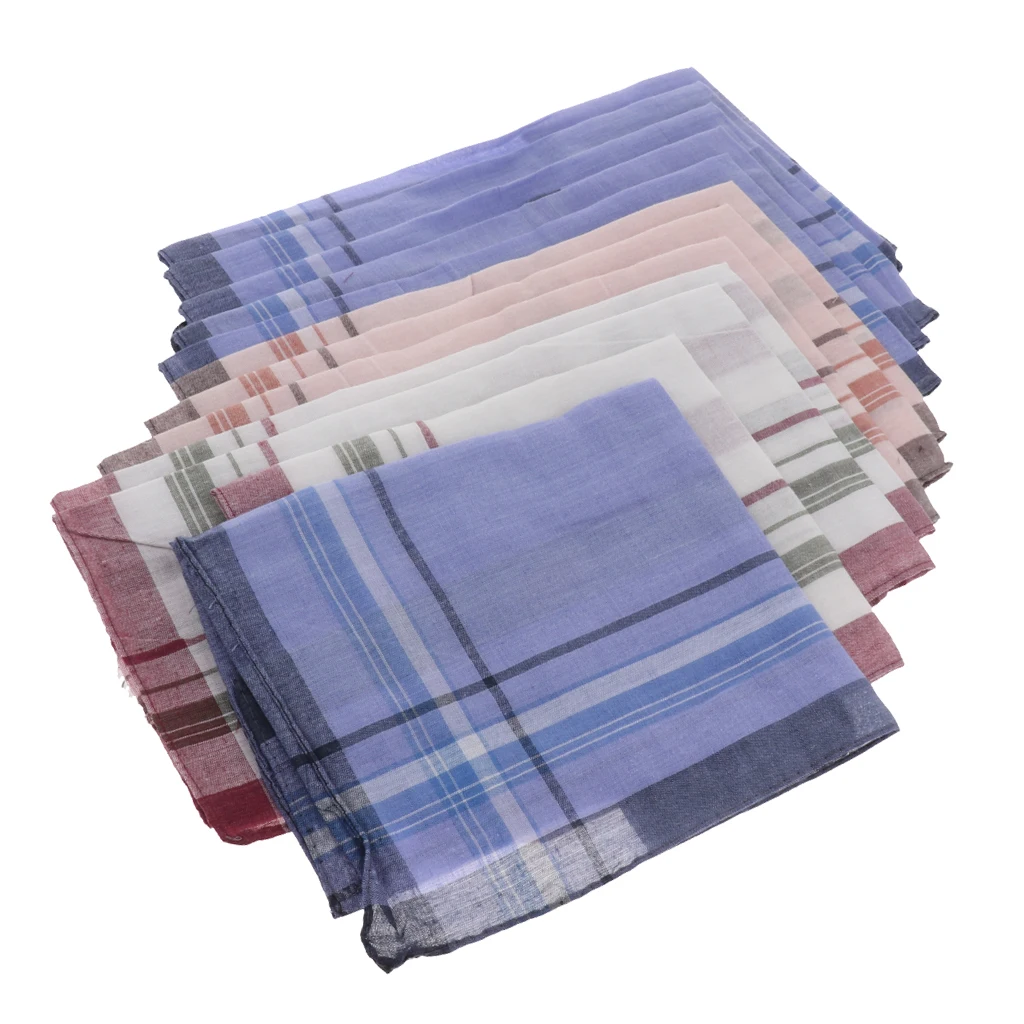 24x Men Women Soft Handkerchiefs Plaid Hankies Square Kerchief 24x Men Women Soft Handkerchiefs Plaid Hankies Square Kerchief