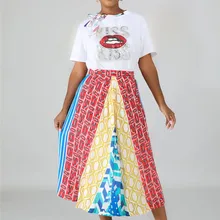 Новинка года; Модный Европейский и американский стиль; Индивидуальный художественный принт; повседневная юбка в складку