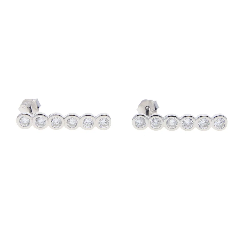 Dropping hot sale 925 sterling silver bar shape stud earring with cz bezel long earrings for women lady wedding | Украшения и