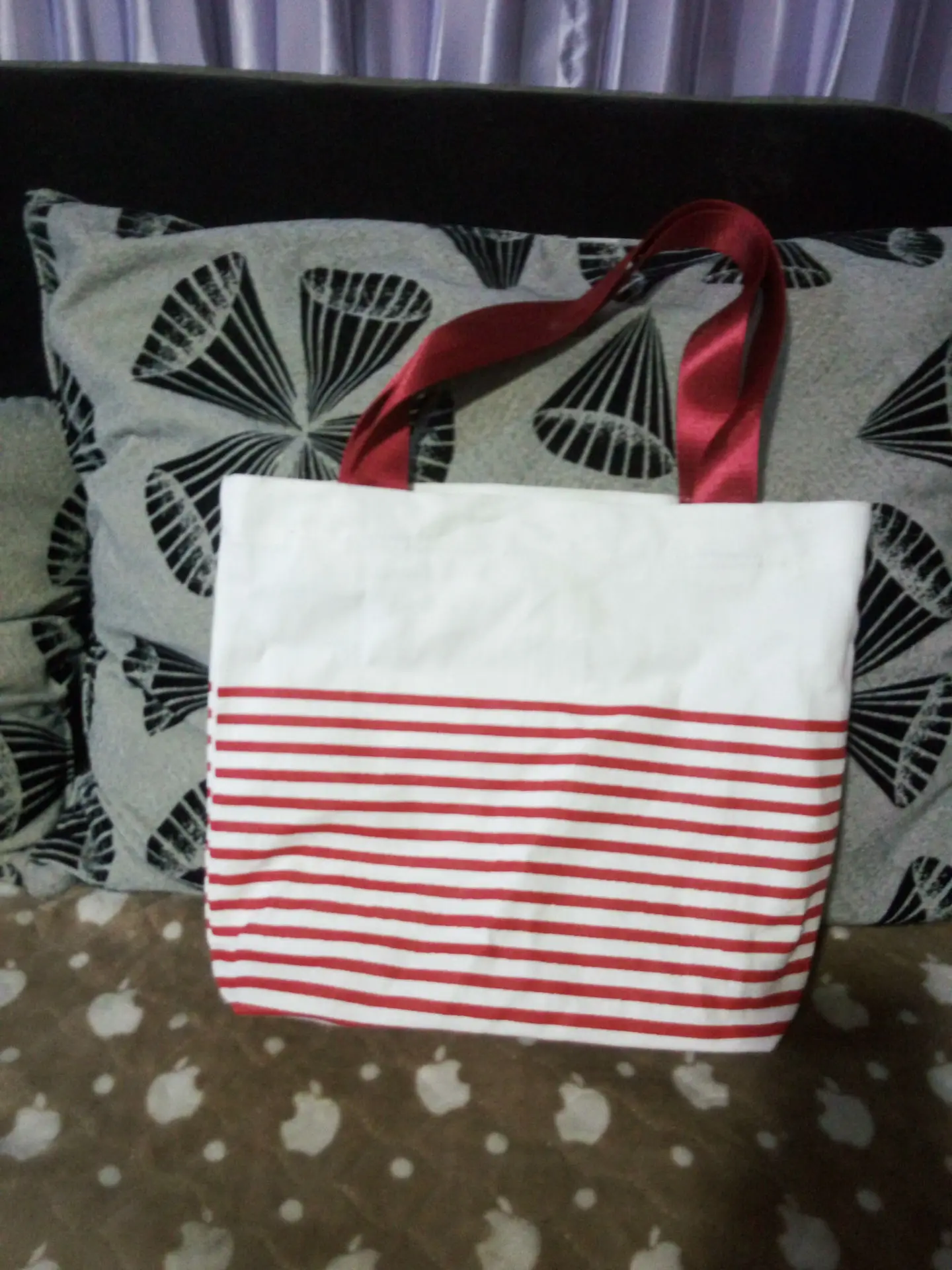 Trending-Korean Style Stripes Navy Style Large-Volume Shoulder Bag/ Hand Bag Women’s Canvas Handbag School Bag Environmentally F