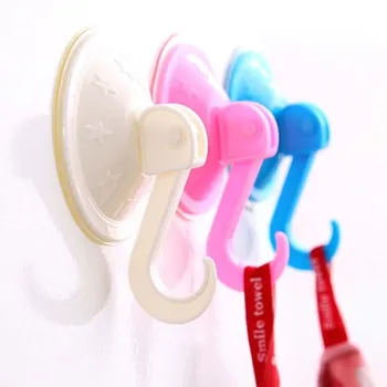 

Random Color Oversized Powerful Vacuum Strong Hanger Transparent Suction Cup Wall Hooks Free Seamless Nail Hook Kitchen Bathroom