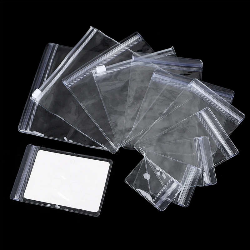 50pcs Pvc Self Sealing Plastic Jewelry Zip Lock Bags Thick Clear