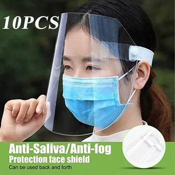 

10/20pcs Transparent Mask Protective Face Shield Clear Visor Flip Up Transparent Mask Anti Splash Elastic Band Cover Cooking