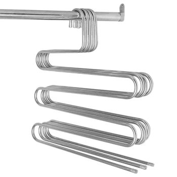 

3 Pieces Pants Hangers Non Slip Space Saving Hangers Stainless Steel Clothes Hangers Organizer for Pants Jeans Scarf