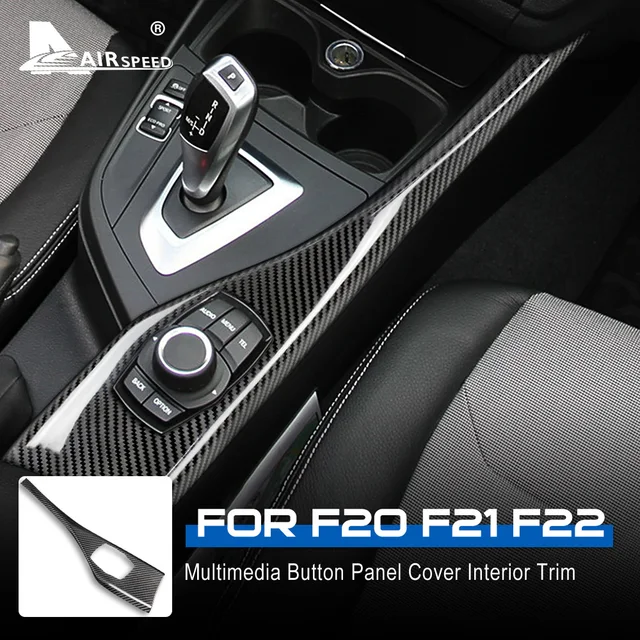 AIRSPEED LHD for BMW 1 2 Series F20 F21 F22 Accessories Real Carbon Fiber Sticker Car Multimedia Knob Panel Cover Interior Trim