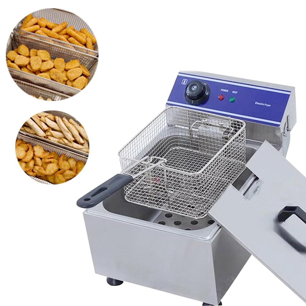

Multifunctional Deep Fryer Stainless Steel Mini Frying Pan Commercial Electric Fried Furnace Grill For Chicken Wings Chips 10L