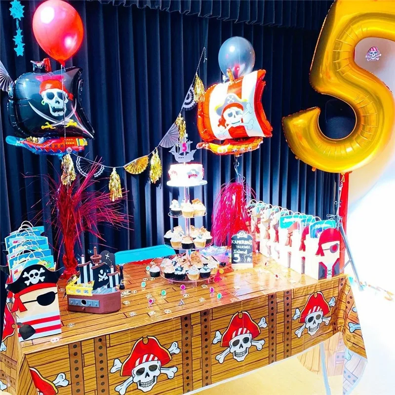 Pirate Birthday Party Digital Aluminum Foil Balloon Boy Birthday Party Decor Baby Shower Supplies Children Toy Helium Balloons