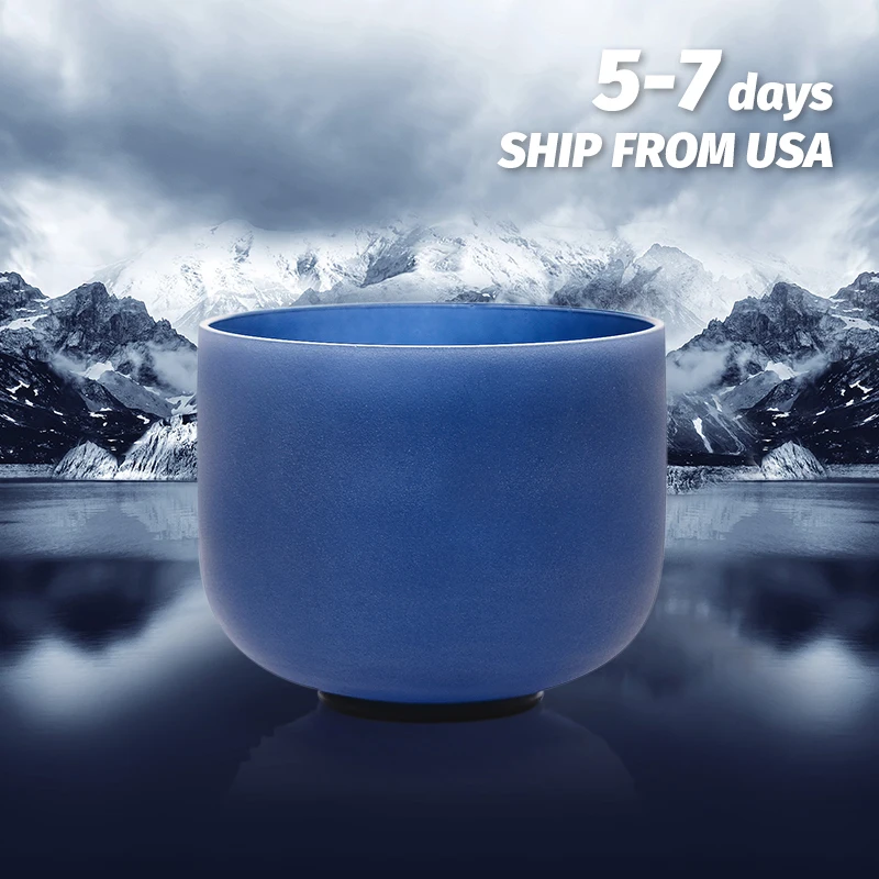 

TOPFUND A Note 3rd Eye Chakra Indigo Colored Frosted Quartz Crystal Singing Bowl