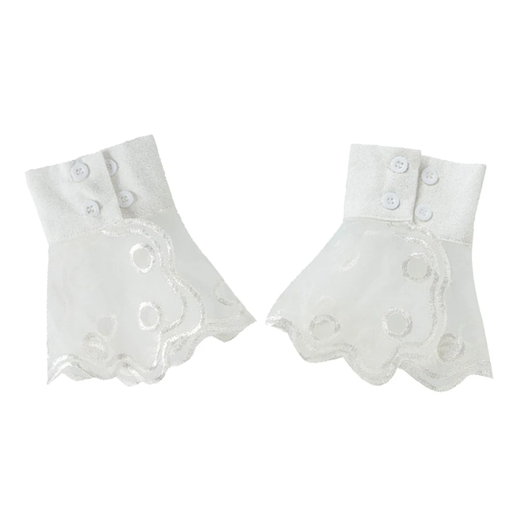 Female Chiffon False Sleeves Lace Cuffs Wrist Cuffs Ruched Decorative Cuff
