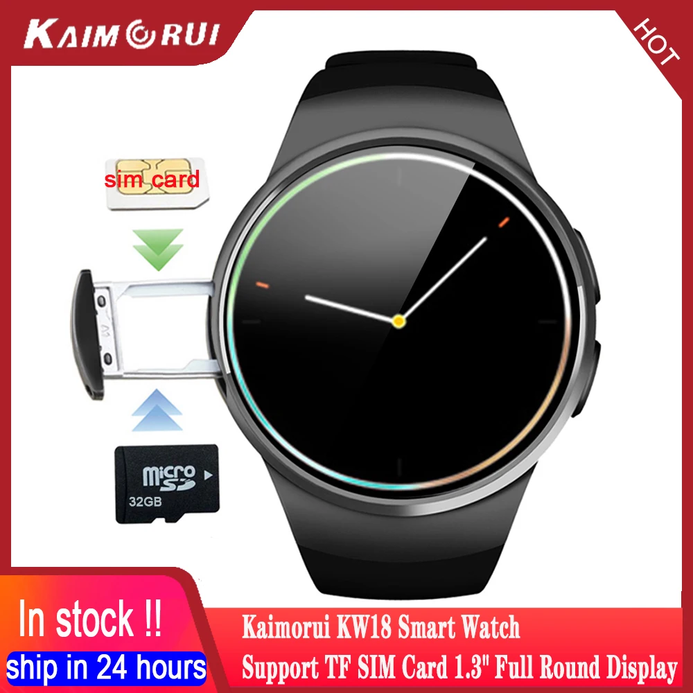 Kaimorui KW18 Смарт часы с Bluetooth вызовом для мужчин TF SIM карты микрофоном пульсометр