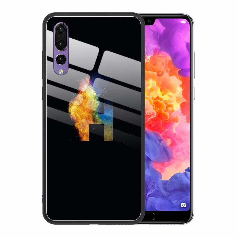 Роскошный чехол для телефона с 26 буквами A B C D для huawei P20 Lite Pro Huawie P30 Lite Pro Coque, закаленное стекло, чехол для huawei P30 Lite P30 Pro huawei mate 10 Lite 20 Lite Funda