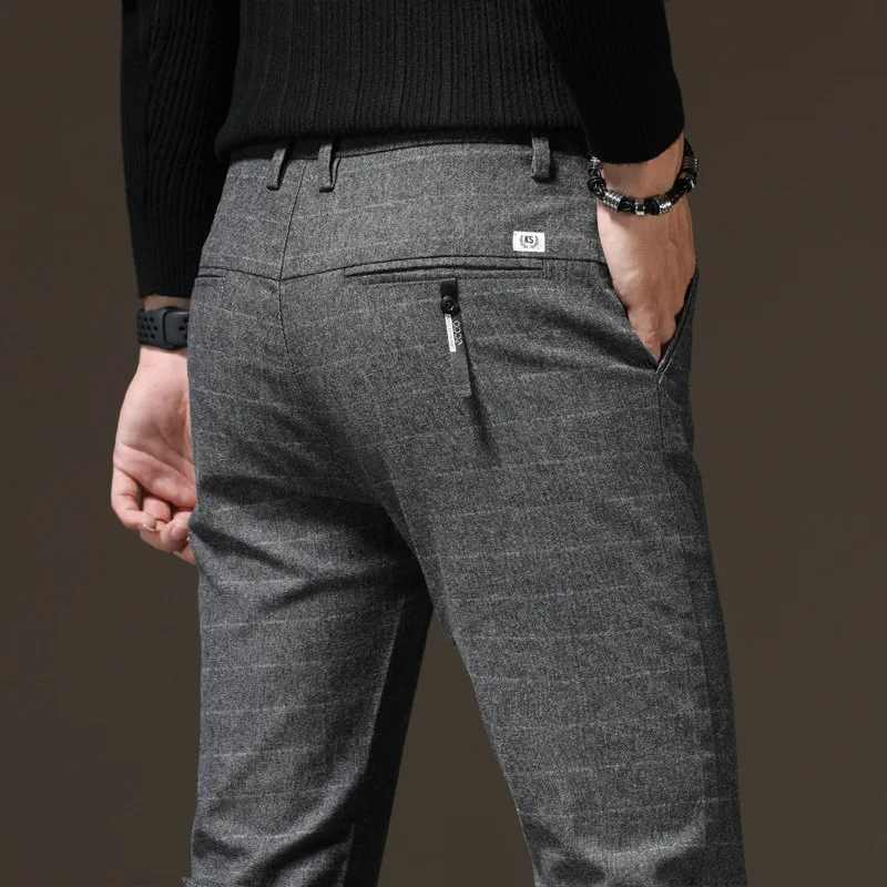 

[Goods Foot] 2019 Spring And Autumn Plaid Business Youth Skinny Pants Men Versatile Casual Trousers Straight-Cut