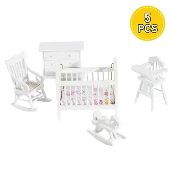 

1/12 Simulated Dollhouse Mini Furniture Dining Table Chair Set Toy Model Decor For Baby Dollhouse Furniture Decoration Accessory